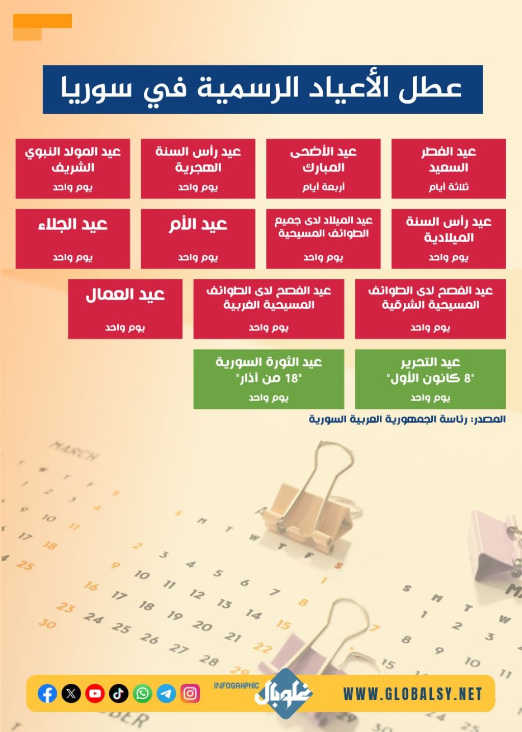 في أي يوم ستكون عطلة عيد التحرير وعطلة عيد الثورة