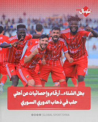 بطل الشتاء... أرقام وأحصائيات عن أهلي حلب في ذهاب الدوري السوري